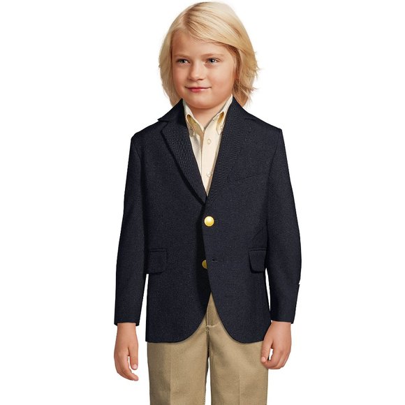 NWT Lands' End Boys Wool Blazer Jacket Dark Blue Navy Suit Jacket size 10H Husky - Picture 3 of 12